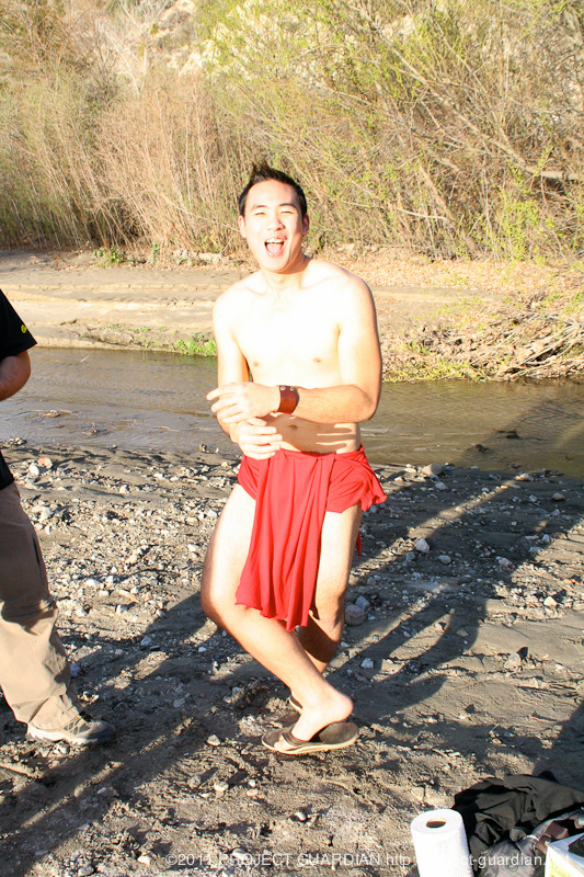 Goofing around on set
